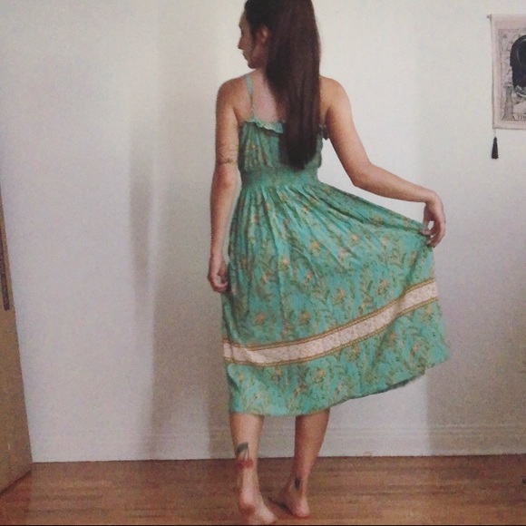 Long turquoise vintage sun dress - Picture 6 of 6